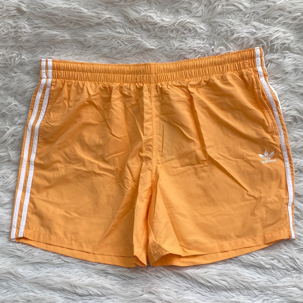 Adidas | Orange 3 Stripe Swim Shorts